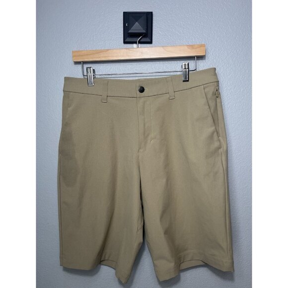 Lululemon Commission Shorts Khaki Men Actual Size 31x11 Tan Camel Gusset - Picture 1 of 5
